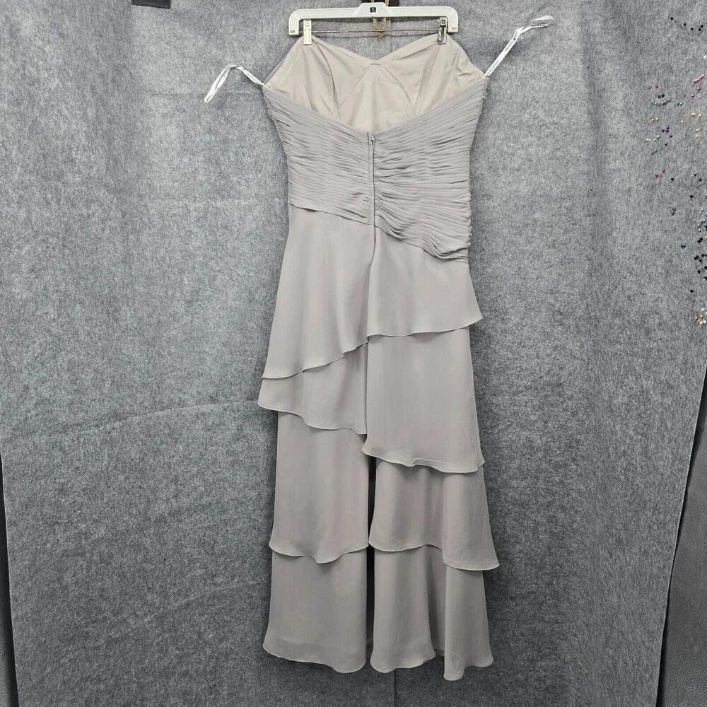 Caterina Collection Womens Grey Beaded Ruched Tiered Ruffle Formal Dress Size 12 - Picture 2 of 15